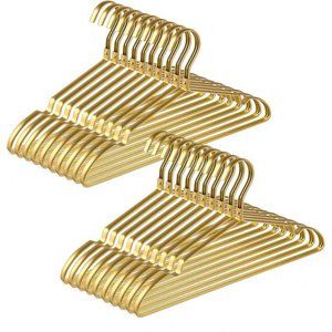 Matte Gold Aluminum Coat Hangers 20 Pack, 16.5”